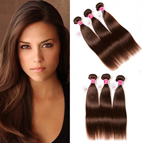 Aphro Hair 8A Grade Brazilian Straight Hair Bundles Virgin Human Hair Weave 4# Light Brown Remy Hair (10 10 10)