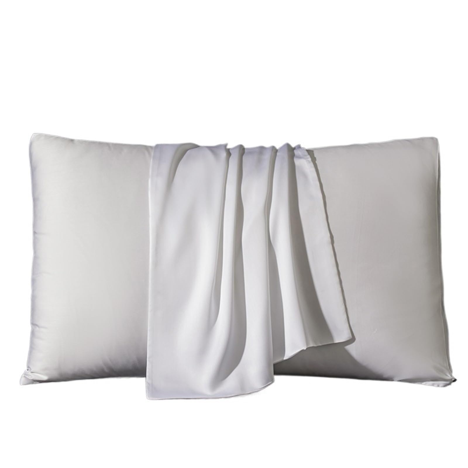 Silk pillowcase Silk Pillow Cover Pillowcase Solid Color Envelope Sleeping(White,50x90cm 1pc)