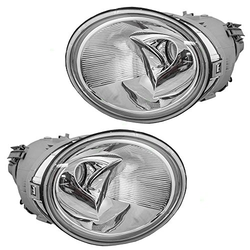 Brock Replacement Driver and Passenger Halogen Headlights Headlamps Compatible with 1998-2005 VW New Beetle 1C0 941 029 K 1C0 941 030 K