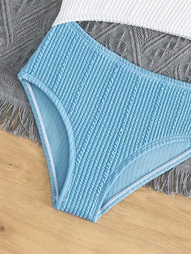 WDIRARA Girl's One Piece Swimsuit Crochet Cut Out Swimwear Textured Color Block Swimsuits4