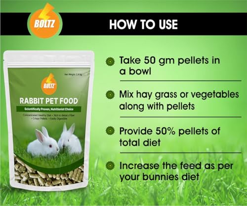 Image of Boltz Premium Adult Pellet Rabbit Food, Nutritionist Choice (Rabbit Food 1.2KG)
