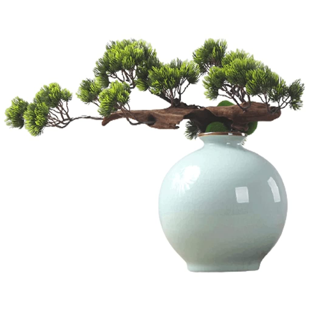 AYCDL 14 Inches Artificial Bonsai Tree with Ceramic Pot Simulation Zen Garden Fake Plant Potted for Home and Office Indoor Décor
