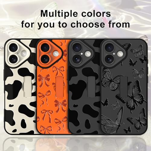 Image of for iPhone 17 Case with Finger Strap Holder, Cute Cool Butterfly Print Pattern Design for Women Men, Shockproof Anti Scratch Hand Kickstand Protective Cover, Gray
