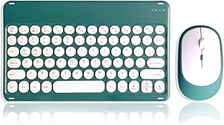 Ultra Slim Retro Bluetooth Keyboard and Mouse Combo,Compact Rechargeable Wireless Keyboard and Mouse for iPad,iPad Mini,iPad Air iPad Pro,iPhone,Windows Android Tablet Smartphone(Green)