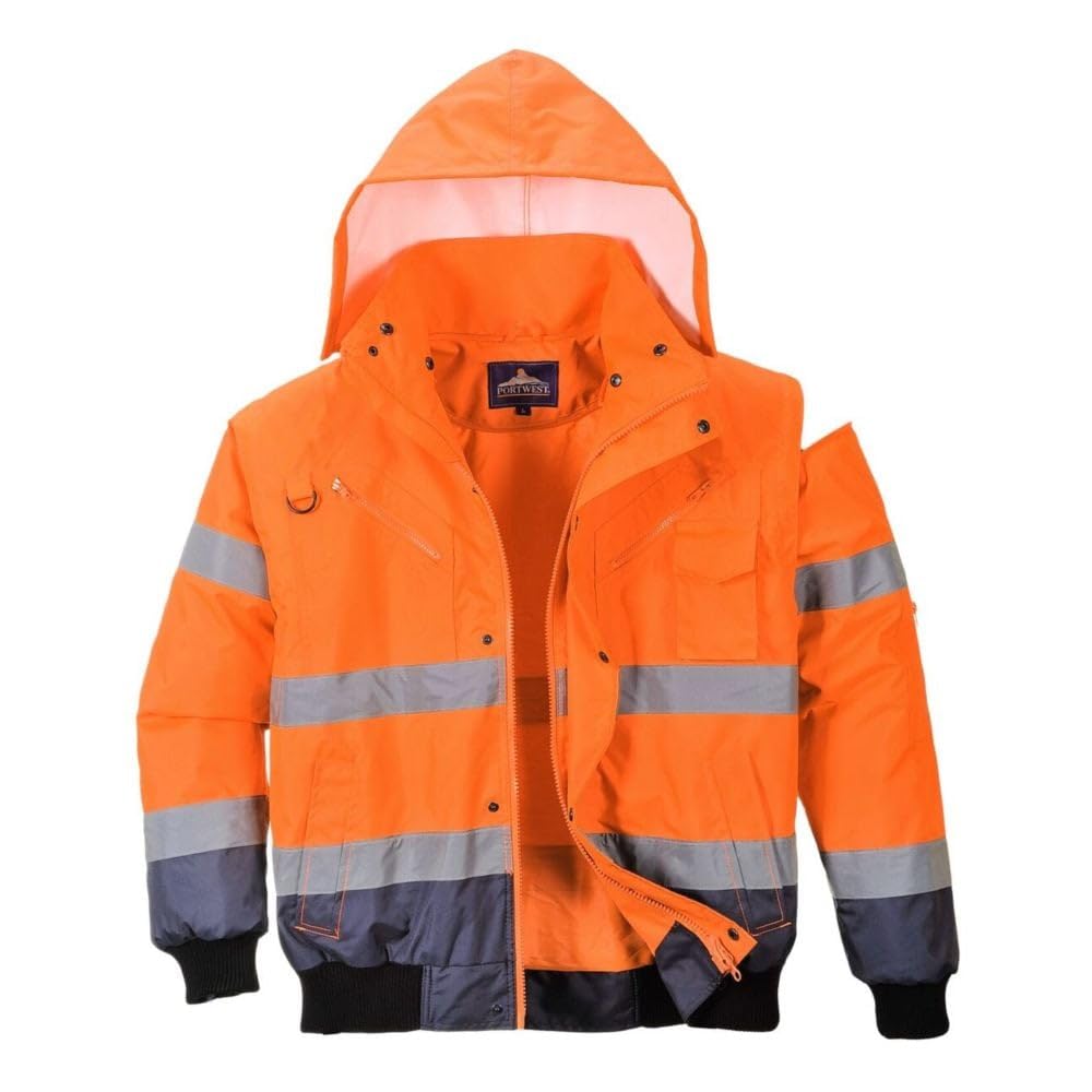 Portwest Hi Vis 3-in-1 Contrast Bomber Jacket M Orange/Navy