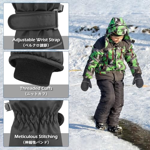 Image of TRIWONDER Kids Winter Snow Mittens, Waterproof Ski Gloves Boys Girls 3-5T
