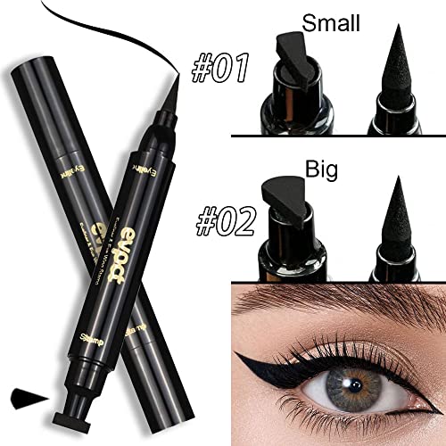 Evpct Black Winged Wing Eyeliners Stamps Stencil Wingliner 2Pcs Set Eye Liners For Women Big & Small Perfect Wing Cat Eye Stencil Eyeliner Stamp For All Eye Shapes Delineador De Ojos Contra El Agua #TOP1