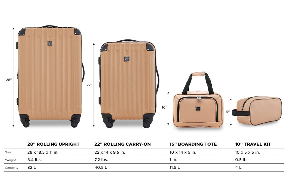 Image of Travelers Club Midtown Hardside 4-Piece Luggage Travel Set, Tan