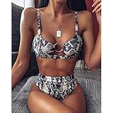 Badeanzug Mädchen,Sexy Snake Print Badeanzug Frauen Hohe Taille Bikini Leopard Micro High Leg Push Up Badeanzug Bademode Frauen-Schlangen-Print_M