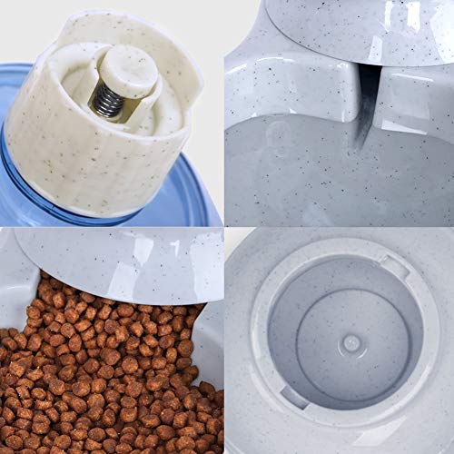 Zcaukya Automatic Cat Feeder and Water Dispenser Set, 1 Gal x 2 Gravity Dog Water Fountain Pet Food Feeder (Grey) - Image 6