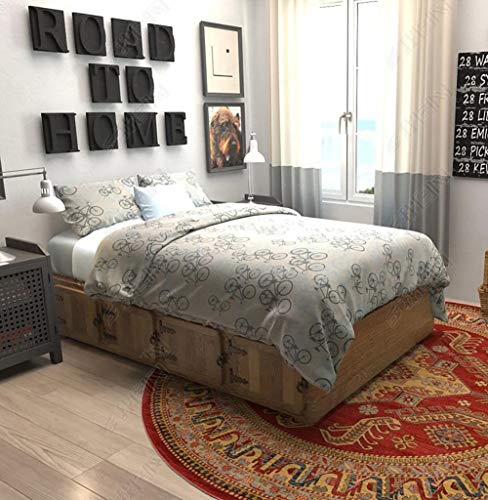 Naturer Indisch Teppich Rund 100cm Azteken Muster Rot Gelb Bunt Outdoor Teppich Mandala Orientteppich Wohnzimmer… – Bild 5