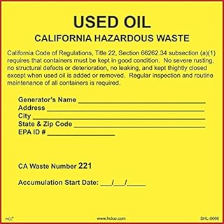 California Used Oil - Hazardous Waste Label - 6