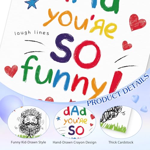 Image of FLYAB Fathers Day Card from Daughter Son - Fill in the Blanks Happy Fathers Day Card for Dad from Kids Funny Interactive Gift with Gold Envelope & Seal Sticker, 5.5 inchx 8 inch