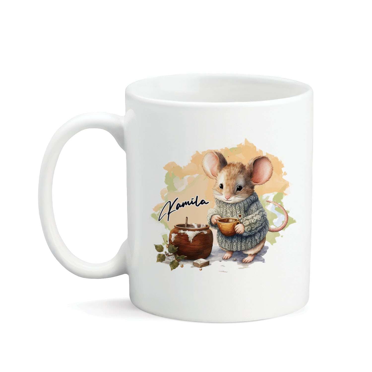 Personalized Mouse In Sweater Making Soup Mug ...