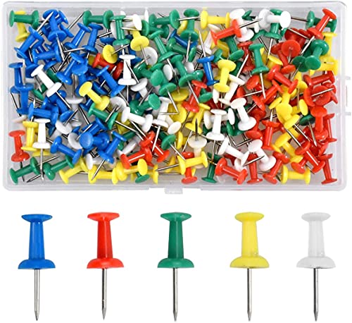 Viliysun 180 bunte Reißzwecken, Pinnnadeln mit Kunststoffköpfen und Stahlspitzen, Kartennadeln, Kartennadeln, Kartennadeln für Korktafel, dekoratives Büro Cover