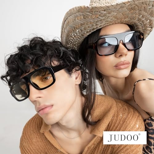 JUDOO Retro 70s Square Aviator Sunglasses for Women Men Tortoise Green Chunky Bridge Sunglasses Thick Frame Vintage Aviators4