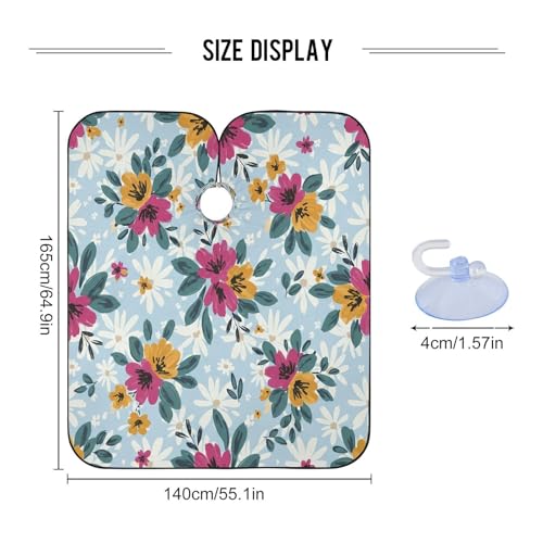 Capa para corte de cabello con racimos florales pintados a mano, impermeable, profesional para barbería y salón con cierre ajustable de broches miniatura 3