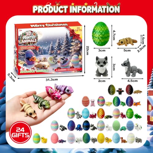 2026 Advent Calendar for Kids: Countdown Calendar 24 Days 24 3d-Printed-Eggs with 3d-Animals Toys, Gifts for Kids Boys Girls - image 2