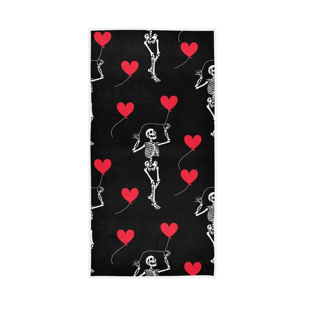LSRCPD Skeleton Valentine Hand Towels, Spa Towels for Bathroom, Gym, Hotel, Spa 15 x 30 Inches