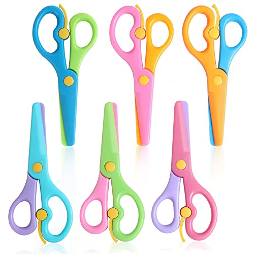 6Pcs Preschool Training Scissors,Children Safety Scissors Toddler Training Plastic Safety Kids Learning Scissors Art Craft Scissors (6 pcs) image 5