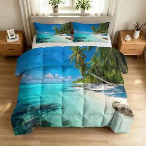 Edredón de palmeras estilo isla 135 x 200 cm para dormitorios confortables 3