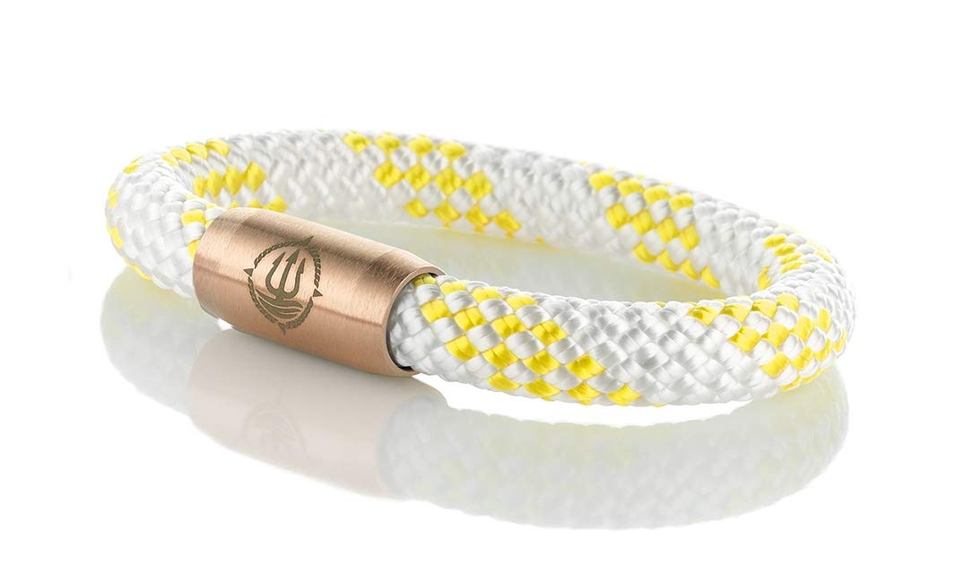 Maritimes Seemannsgarn Segeltau Armband Rügen weiß-gelb 8mm