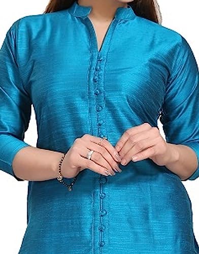 Image of DARIKA Women's Solid Straight Kurta with 3 /4 Sleeves | Front Button Placket | Comfortable Plus Size Ethnic Wear Kurti for Casual