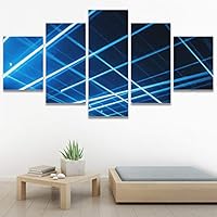 SIGNWIN 5 Panel Canvas Wall Art Modern Art Abstract Closeup Geometric Lights Mixed Media Modern Multicolor for Home Decorations Ready to Hang - 60