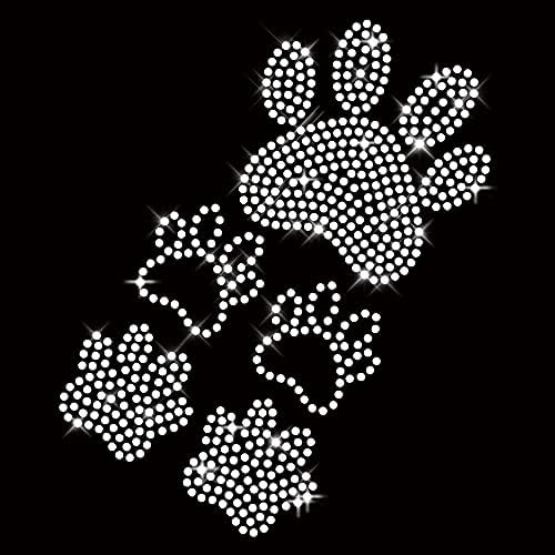 Glitzerdeals Bügelbilder Mit Strass Pfoten - Dunkel Glitzernde Aufbügler Für Textilien