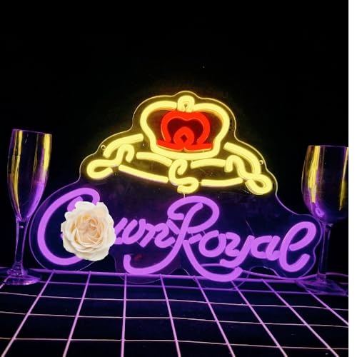 Crown Neon Sign for Bar Wall Decor Royal Beer Lights Sign with Dimmer Whiskey LED SignWhiskey LED Lights for Man Cave Bar Pub Store Party Club
