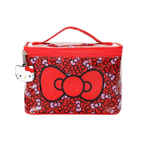 Bioworld Hello Kitty Bows Clear Plastic Printed Cosmetic Case