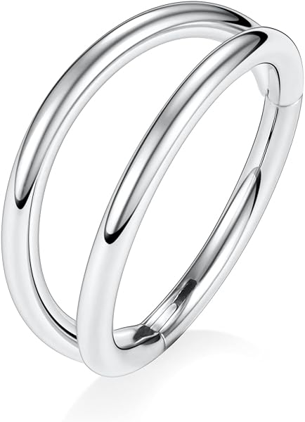 hengkaixuan Triple Double Nose Hoop Ring Sleeper Hoop Earring Helix Rook Conch Cartilage Daith Tragus Earrings Septum Ring Lobe Nose Piercing Jewellery for Women - 4
