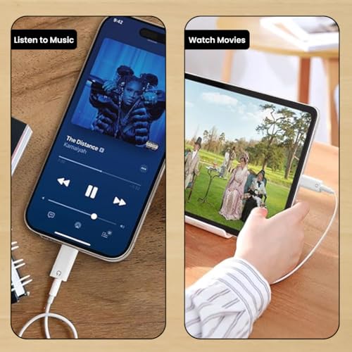 Image of A18X Lighting to 3.5mm Headphone Jack Adapter Stereo Audio Lighting Aux Earphone Dongle with Hi-Fi DAC Chip, 16bit /48kHz, Compatible with iPhone 14 /13 /12 /11 /XS (White) (White)