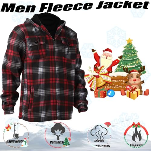 Image of LeeHanTon Mens Flannel Jacket Heavyweight Sherpa Fleece Jackets Outdoor Hiking Casual Soft Warm Coat with Pockets