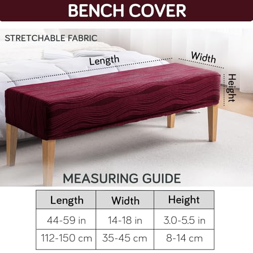 Image of HOKIPO 200gsm Knitting Jacquard Bench Cover, 'Nestiva Series', Burgundy (AR-6237-BRGN)