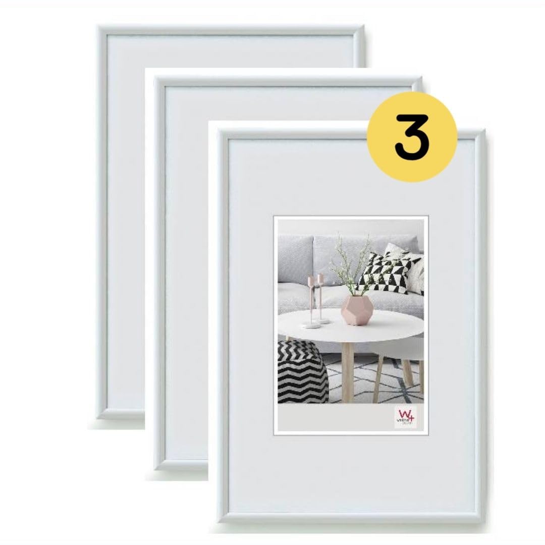 walther design Bilderrahmen weiss 20 x 30 cm 3er Pack, Galeria Kunststoffrahmen KW030H3