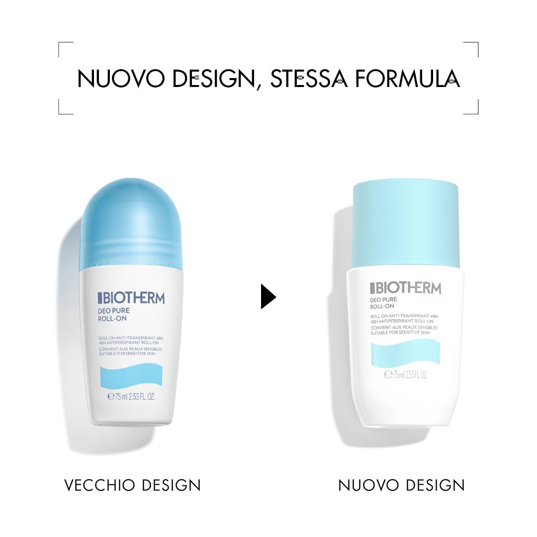 BIOTHERM Deo Pure, Deodorante Antitraspirante, Per Tutti i Tipi di Pelle, Sensazione di Morbidezza e Freschezza Dopo l'Uso, Con Complesso Minerale Attivo, Non Appiccica