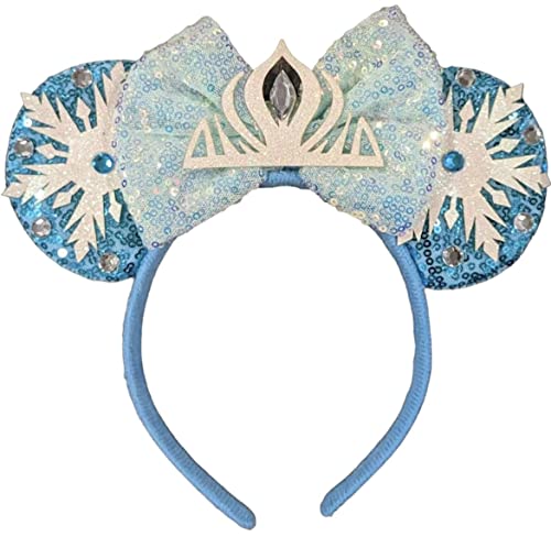CLGIFT Minnie Ears, Rose gold, Iridescent, Silver gold blue, Rainbow Sparkle, Classic Red Sequin (Disney/Frozen - Elsa)
