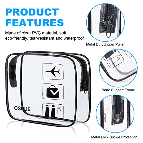 OSDUE 2 Stück Kulturbeutel Transparent, Flugzeug PVC Kosmetiktasche Wasserdicht, Handgepäck-Reisezubehör, Kulturtaschen für Männer, Frauen, Kinder, Familie (Schwarz)