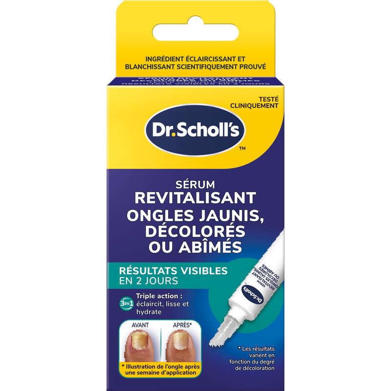 Dr. Scholl's - Serum acondicionador de uñas amarillentas 10 ml - Resultados visibles desde 2 días -Triple acción: suave, aclara e hidrata - Mejora el aspecto de las uñas de las manos y los pies