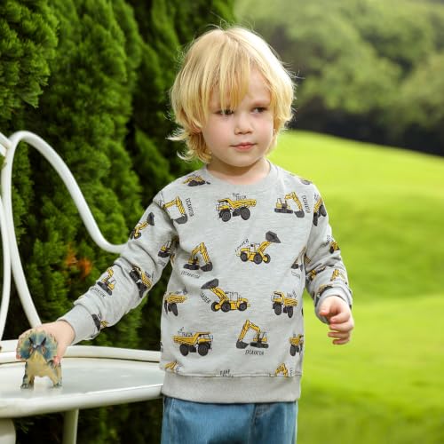 Image of GFQLONG Toddler Boy Sweatshirt 2T 3T 4T 5T Long Sleeve Shirts Boys Sweater | Cotton Dinosaur Cartoon Pullover Crewneck Sweatshirt,Toddler Boy Sweaters Tops,Kids Fall Winter Clothes