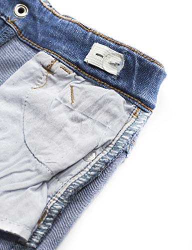 Calça jeans infantil infantil com faixa elástica e interior da KIDSCOOL SPACE, Azul, 4-5T