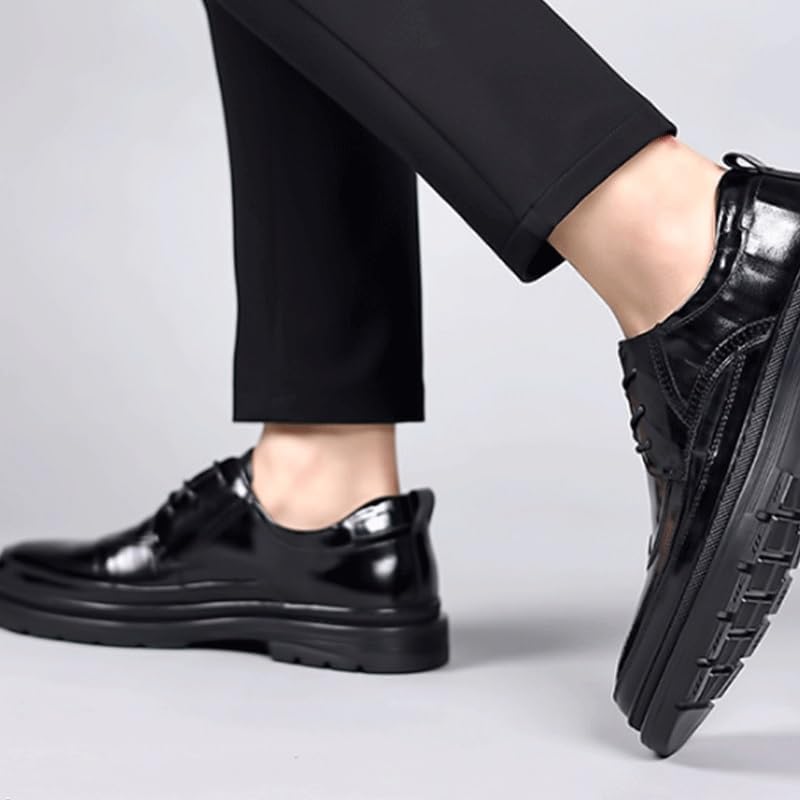 Men's Business Dress Leather Shoes British Fashion Lace-up Rubber Sole Men Casual Shoes Comfortable Lining Lightweight Non Slip Walking Shoes