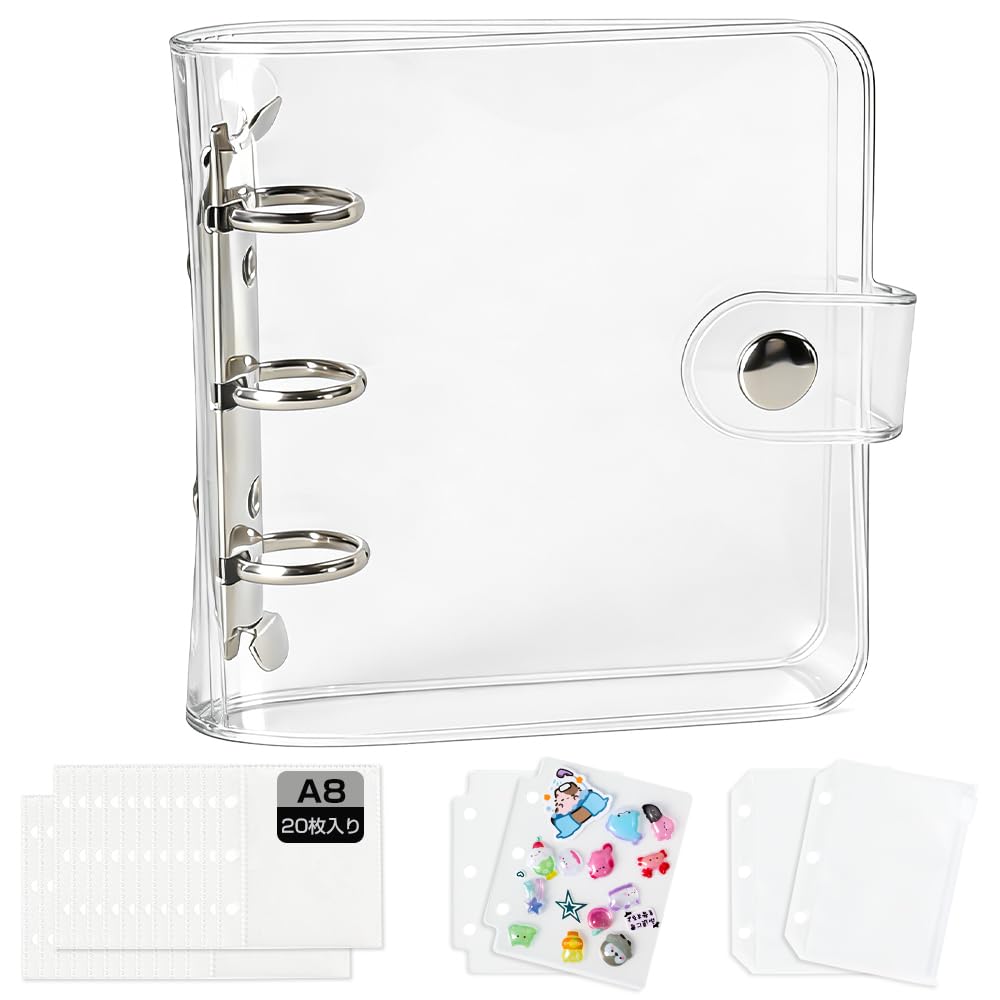 【60%OFF】【399円】 J.K.T はがせる 透明シール帳 リフィル×20枚 台紙×2枚 チャックポケット×2枚