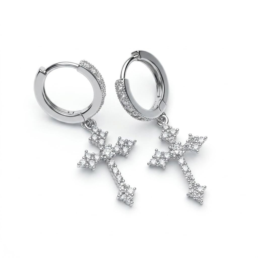 salty alpha Celestial Cross Earrings for Men & Boys | Studs | Ear Tops | Hoops | Ear Piece | Stylish & Minimal | Birthday Gift | Aesthetic Jewellery | Accessories for Everyday Wear-picture-31
