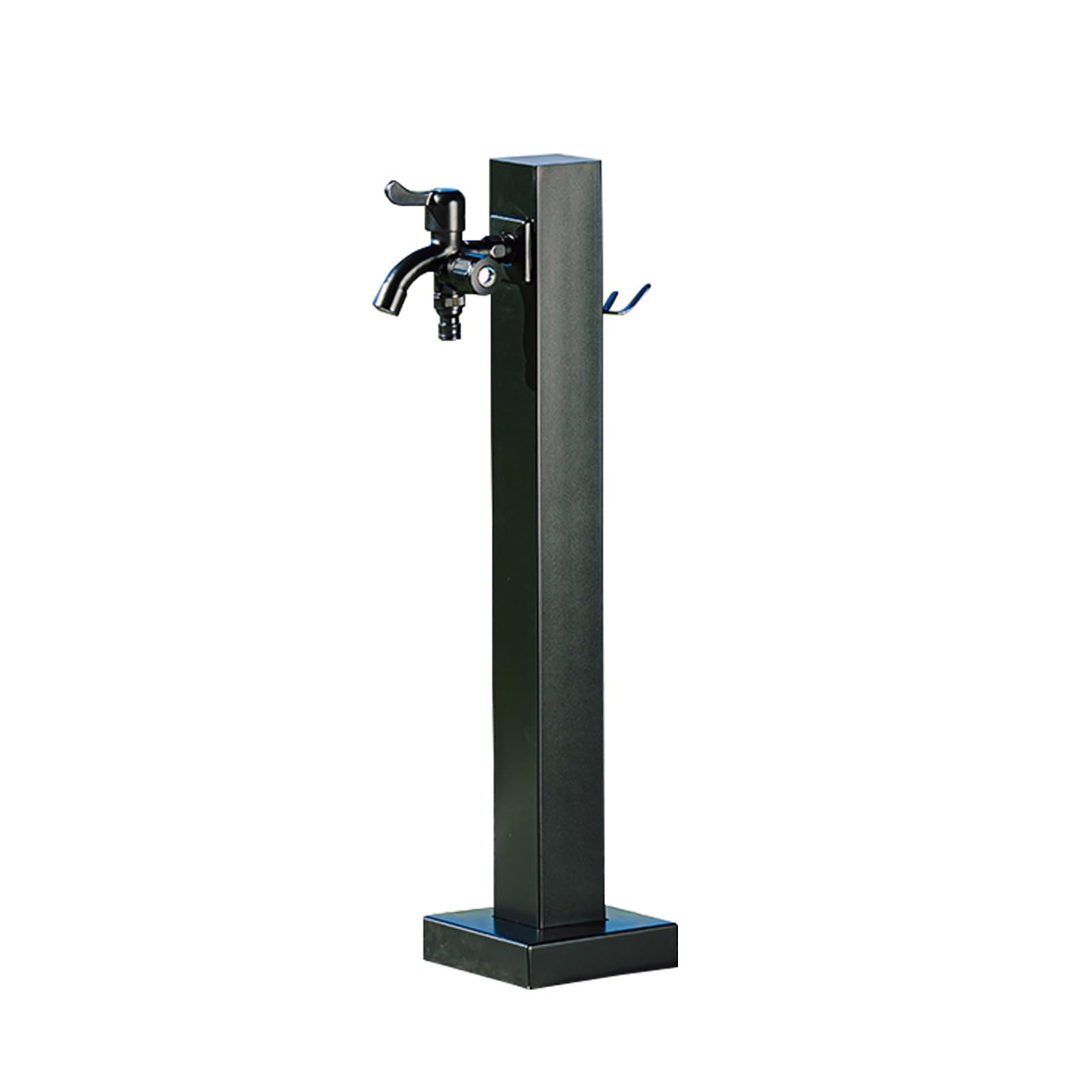 ZYCHSJXA Modern Outdoor Garden Fountain Stainless Steel Square Column with Dual Faucet 60cm Water Feature for Patios and Yards Stylish Landscape Decoration