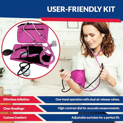 Image of Dixie EMS Blood Pressure and Sprague Stethoscope Kit - Pink