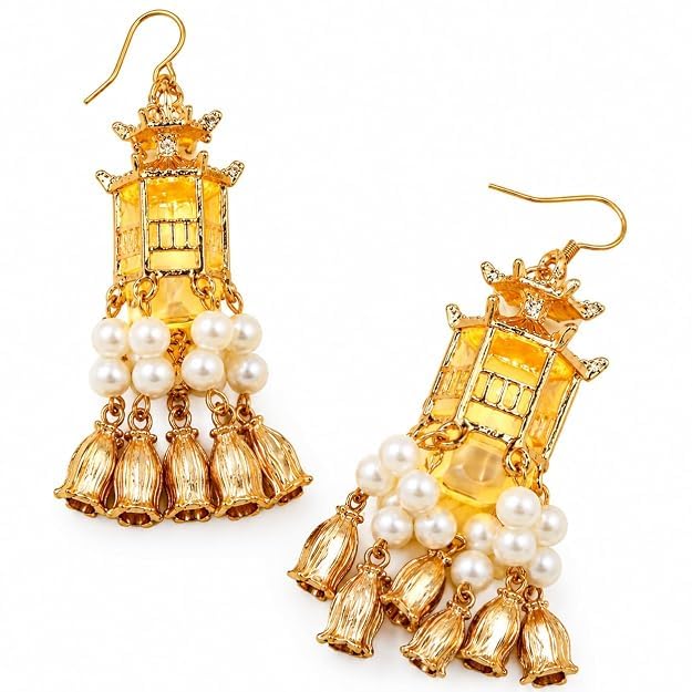 Generic Gold Plated Pearl Dangle Earrings for Women - Image 1