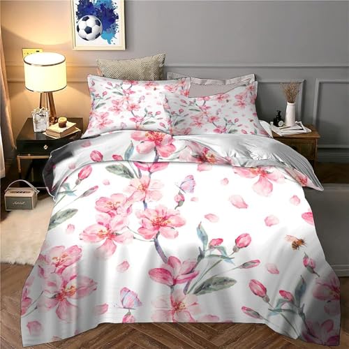 Housse de couette fleurs printanières 3D parure de lit 200x200 microfibre