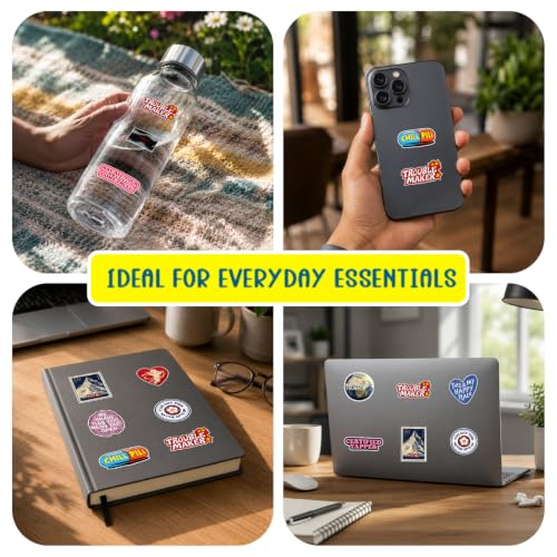 Image of CodersParadise Assorted Vinyl Stickers Pack of 54, Random Decorative Decals for Laptop, Water Bottle, Phone Case, Journal, Notebook, Scrapbook, Luggage, Helmet, Bike and DIY Craft Supplies